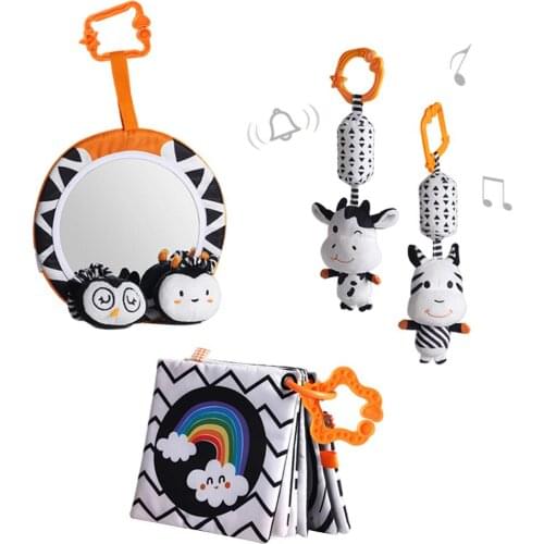 Baby Cloth Books Sets Stuffed Plush Rattles Cirb Bells Toddler Car Seat Mirror Infant Stroller Hanging Newborn Educational Toy