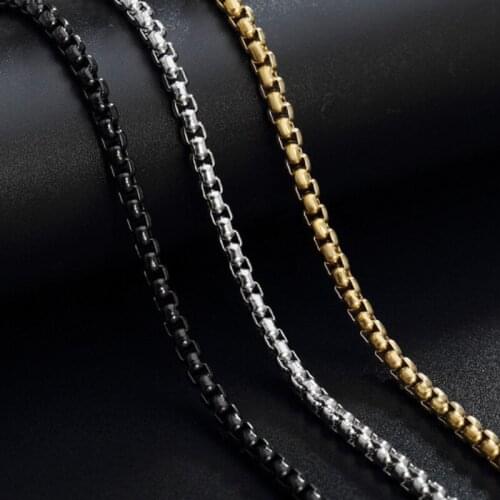 304 Stainless Steel Punk Initial Wide Neck Statement Cuban Chain Minimalist Square PearlHip-hop Vintage Necklace Wholesale