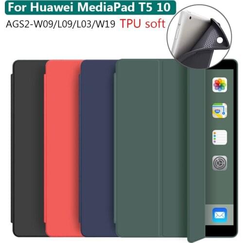Tablet Leather Protective Cover For Huawei MediaPad T5 10 10.1 inch Case MediaPad T5 10 AGS2-W09/L09/L03/W19 case Silicone soft