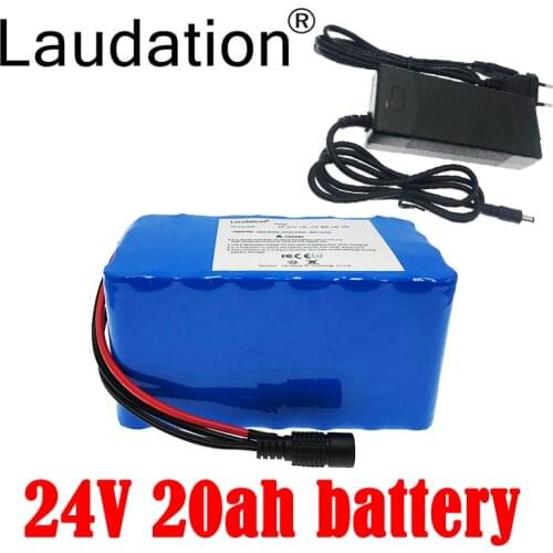 Laudation 24V 20ah Bicycle Battery 24V 25.2V Lithium-Ion Rechargeable Battery 6S4P 750W 500W 350W E Bicycle 250W With 2A Charger