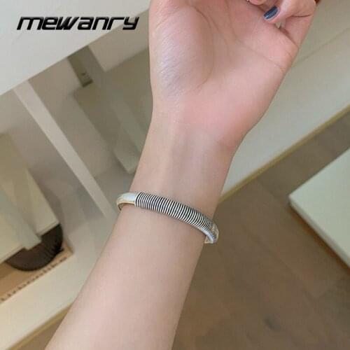 Mewanry 925 Sterling Silver Bracelet for Women Summer New Trend Elegant Vintage Creative Glossy Winding Lines Jewelry Party Gift