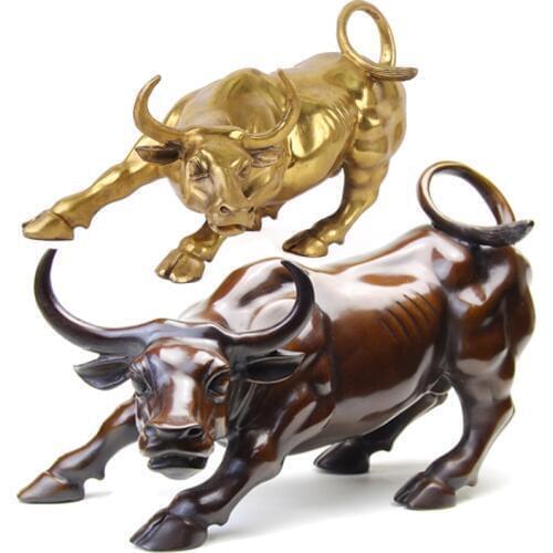 Wall Street Bronze Fierce Bull OX Statue Golden Metal Sculpture Crafts Ornament Home Decoration Accessorie Animal Figurine 34