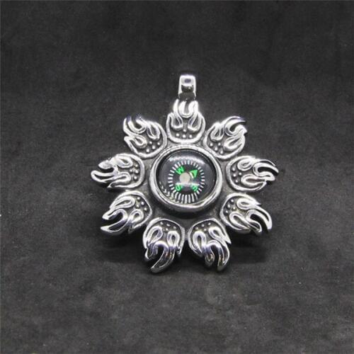 Newest Flame Compass Pendant 316L Stainless Steel Fashion Cool Man compass Pendant Necklace