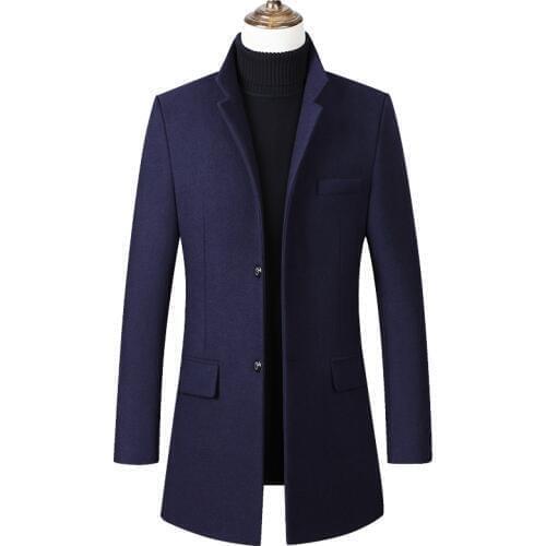 Autumn Winter Wool Coat Men Casual Slim Fit Palto Jacket Single Breasted Long Woolen Windbreaker Jacket Pea Coat Trench Overcoat