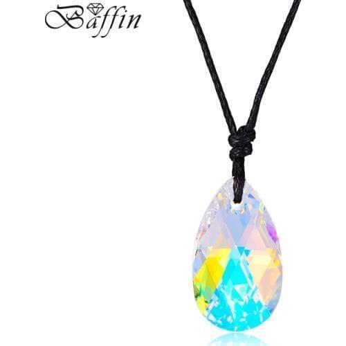 Baffin Original Crystal From Swarovski 22mm Water Drop Necklaces Pendants With Rope Chain Maxi Long Collier Handmade Joyas Gift