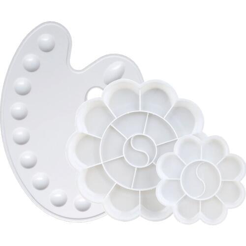 Plastic Round/Oval Palette Art Drawing Tray Color Palette for Watercolor/Gouache/Chinese Painting Tool White Painting Pallet NEW