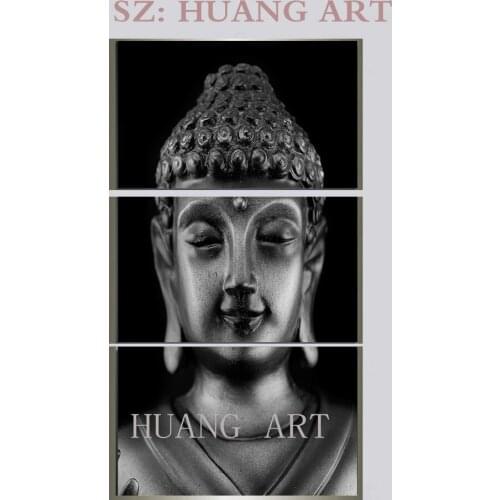 Hand-painted combination oil painting large wall painting art frame hand-painted abstract black and white Buddha family decorat