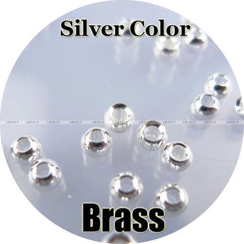 Silver Color, 200 Brass Beads, Countersunk, Fly Tying, Fishing