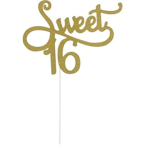 Sweet 16 Gold Cake Topper Letter Cake Topper 16th Birthday Party Themes Decoration Anniversary Supplies