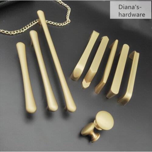 Modern Simple Style Matte Gold Cabinet Handles Solid Zinc Alloy Kitchen Cupboard Pulls Drawer Knobs Furniture Handle Hardware