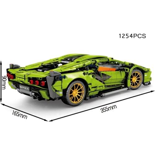 Technical block 1:14 scale germany bull logo lambor Sian car model 2.4ghz radio remote control vehicle assembly brick rc toy