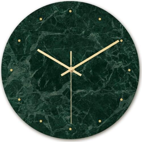 Marble Green Nordic Wall Clock Living Room Novelty Vintage Clock Minimalist Art Round Wall Clock Wanduhr Home Decor BY50GZ