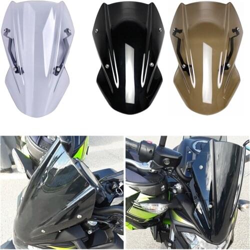 For Kawasaki Z650 Z 650 Z-650 2017 2018 2019 WindScreen Windshield Shield Screen Visor Wind Deflector with Bracket Double Bubble