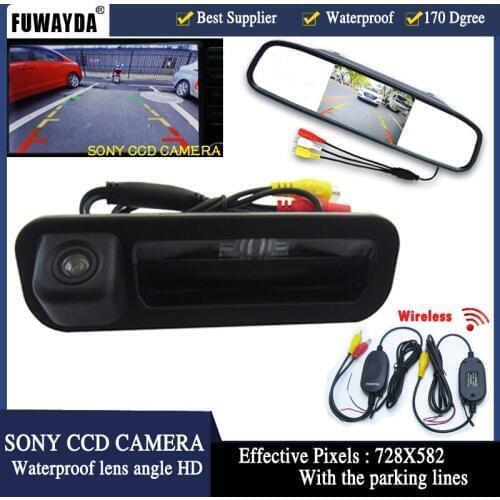 FUWAYDA handle Trunk 4.3 Inch Car Rear View Mirror Parking Monitor+ Special Car Reverse Camera CCD For Ford Focus Mondeo Kuga
