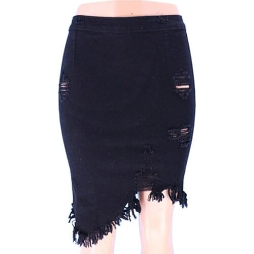 Sexy Irregular Hem Denim Skirts 2020 Summer Womens Skirts Stretch Frayed Mini Denim Jean Skirt Sexy Short Skirt