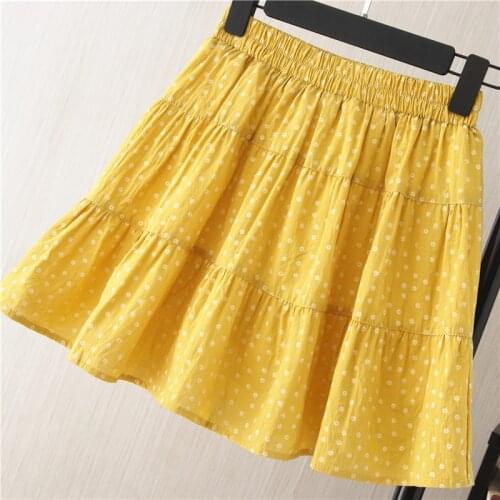 ASHIOFU Handmade 2021 New Spring and Summer Skirts Contton Linen Mini Skirt Anti-glare Ruffle Fashin Dress Printed Floral Skirt