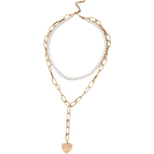 Women Personality Trend Simple Necklace Fashion Love Heart Pendant Alloy Clavicle Chain Necklace For Female Party Jewelry Gift