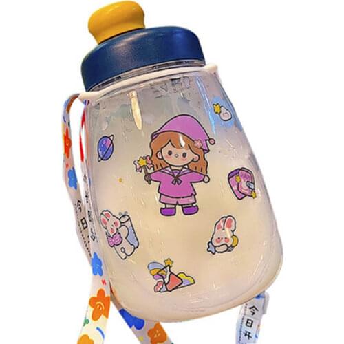 1.3L Large Capacity Plastic Water Bottle Outdoor Sport Portable Straws Kettle Rope Student Fall Leak Proof Drinking Water Cup