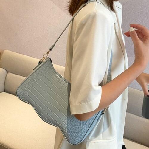 2021 Fashion Alligator Pattern Handbag For Women PU Leather Casual Small Totes Shoulder Bags Female Solid Color Underarm Purse