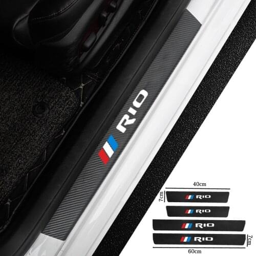 4PCS Leather Carbon Fiber Car Door Sill Guard Protector Stickers Vinyl Decals For KIA RIO 2 3 4 5 Xline Car Accessories