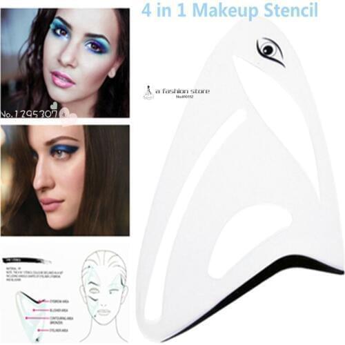 1pack 4 In 1 Multifunction Face Makeup Stencil Eyeliner Stencils Eyerow Template Card cat eye Card Auxiliary Tools