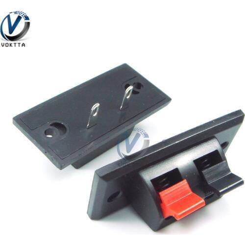5PCS 2 Way Spring Push Release Connector Plate Speaker Terminal Strip Block Rated Load AC 50V 3A AWG 24-16 Wire Range