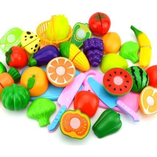 6pcs/Set Plastic Pretend Play Food Toy Cutting Fruit Vegetable Food Pretend Play Artificial Kitchen Toys For Children Gifts