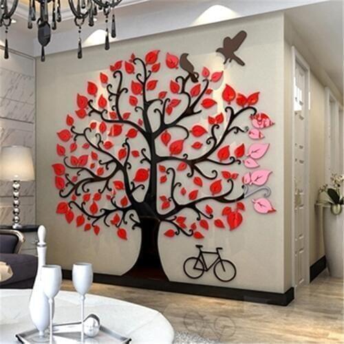 Big Tree Acrylic 3D wall stickers living room bedroom entrance background Wall sticker Modern Kids room wall Art decor Decals