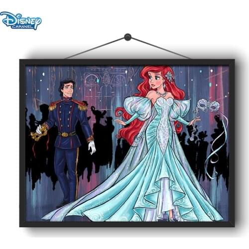 Disney 5D DIY Diamond Painting The Little Mermaid Princess and Prince Illustration Round Diamond Embroidery Craftsman Decoration
