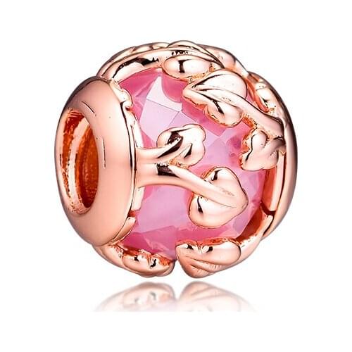 2019 Autumn 100% 925 Sterling Silver Pink Decorative Leaves Charms Rose Gold beads Fit Original bracelets Jewelry DIY Making
