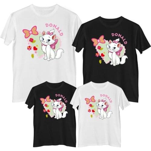 Disney The Aristocats Marie Cat T-shirt Comfortable 100% cotton Fashion Woman T-shirts Clothes girl matching clothes sets Tops