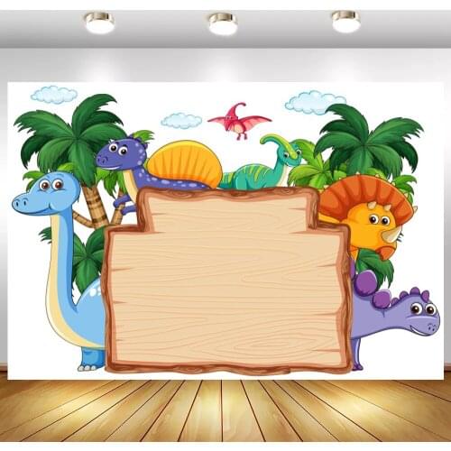 Customize Text Dinosaur Theme Party Backdrop Newborn Baby Shower Kids Birthday Celebration Photo Background Home Decor Poster
