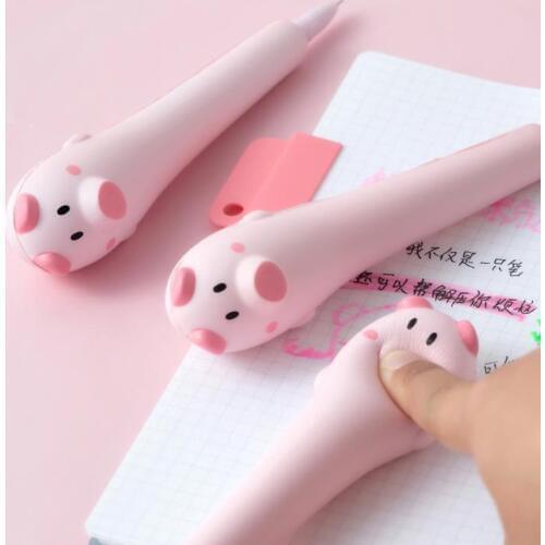 1X Soft Sponge Pink Pig Pressure Relief Gel Pen School Stationery 0.5mm Black
