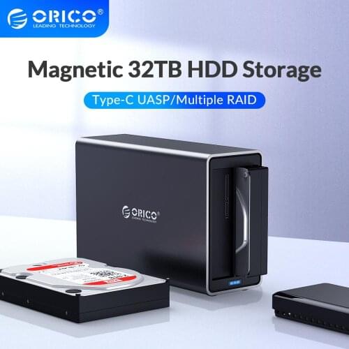 ORICO NS Series 2 Bay 3.5'' Type C with RAID HDD Docking Station Support Max 32TB 48W Power HDD Enclosure Aluminum HDD Case