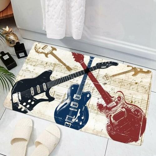 CLOOCL Guitar Art Carpet House Doormat Decor 3D Printing Carpet Soft Flannel Non-Slip Doormat for Bedroom Porch Drop Shipping