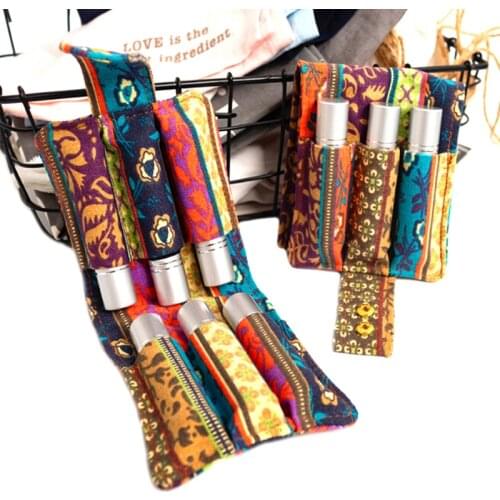 Colorful Carrying Case Storage Bag Travel 10ml Roller Bottle Portable Print Daily Canvas Essential Oil Organizer Folding 6 Slots