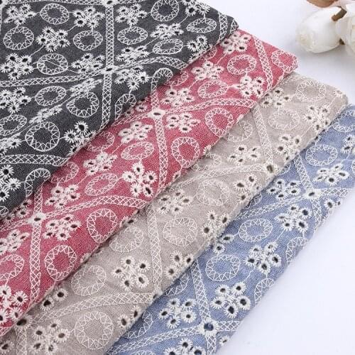 4colors Pure- Cotton Cloth 3D Full Circle Embroidered Lace Fabric Handmade DIY Clothes Accessories Width 130cm 1Yard