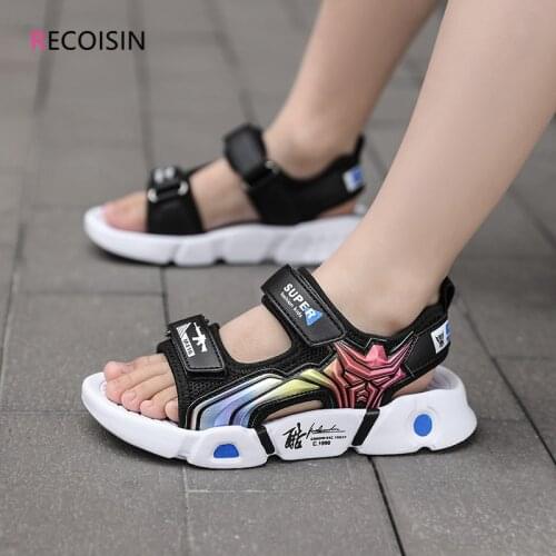 RECOISIN Summer Sandals For Boys Fashion Casual Sandalias Kids Shoes Non-slip Soft Leather Comfortable Children Sandals Boys