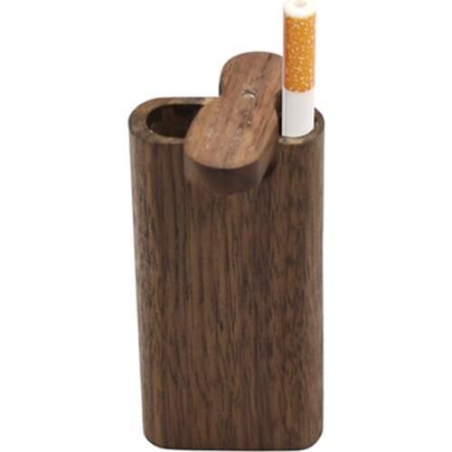 Wood Dugout Pipe Set One Hitter Swivel Cap Wooden Cigarette Box Case Smoking Accessories Cigarette Pipe Storage Box Organizer