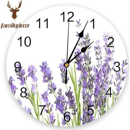 Purple Lavender PVC Wall Clock Modern Design Home Decor Bedroom Silent Oclock Watch Wall For Living Room