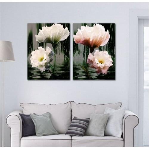 Nordic Canvas Wall Art Poster Beautiful Pink and White Flower Printed Painting for Living Room Home Decoration Modular Pictures