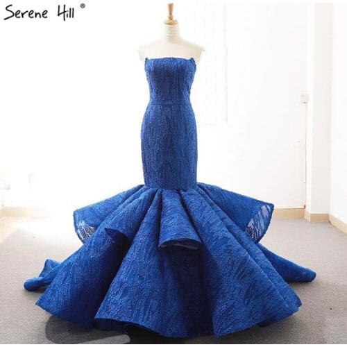 New Blue Off Shoulder Mermaid Wedding Dresses 2020 Sequined Fashion Sexy Vintage Bride Wedding Gown Real Photo