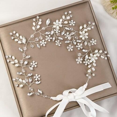 Pearl Rhinestone Headband Wedding Hair Accessories Bridal Headband Pearl Rhinestone Flower Hairband Bridal Tiara Headband