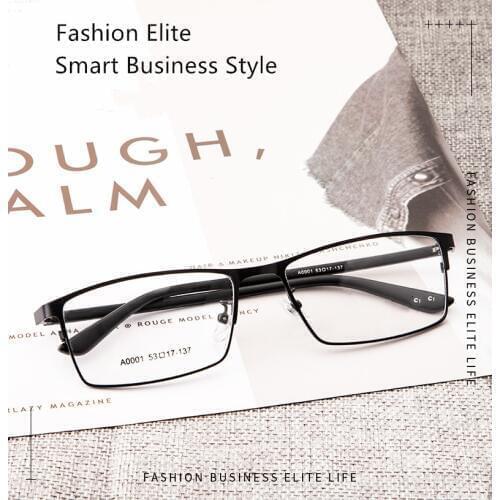OEYEYEO New Metal Full Frame Spectacle Frame Mens Fashionable Business Steel Plate Myopia Eyeglasses TR Leg Not Easy TO Deform