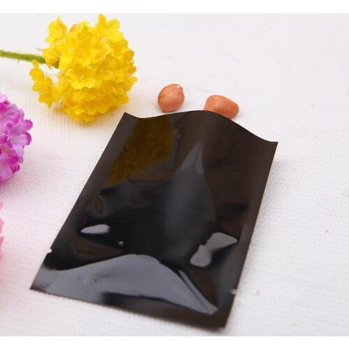 Wholesale 8*12cm Open Top Black Plating Aluminum Foil Bags Heat Seal Vacuum Pouches Sugar Beans Storage Plastic Mylar Foil Bag