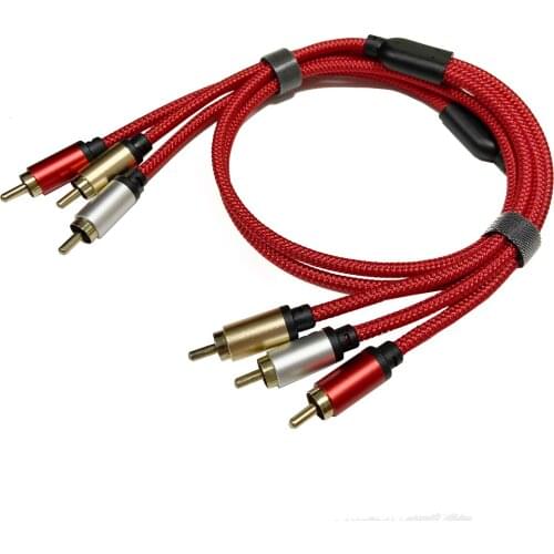 3RCA Male to 3RCA Male Gold Plated Composite AV Cable Compatible with Set-Top Box,Speaker,Amplifier,DVD Player and More 3.3ft