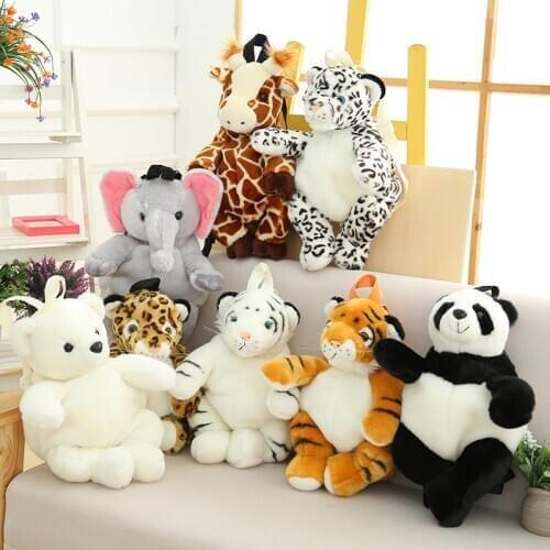 Hot Plush Animals Backpack Kids Kindergarten Boys Girls Stuffed Backpack Leopard Tiger Panda Polar Bear Purse Coin Books Bag