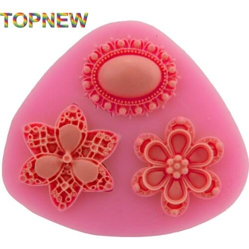 3 Holes Flowers Shape 3D Silicone Mold Cake Decorating Baking Tools 2410