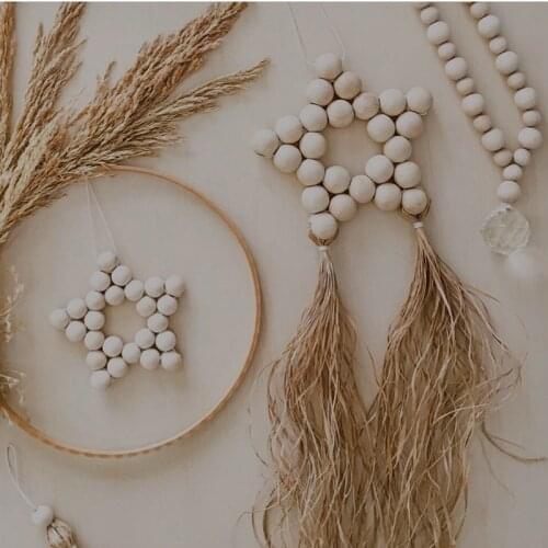 Nordic Simple Wooden Beads Beaded Five-pointed Star Baby Room Decoration Nordic Decor Wall Decor