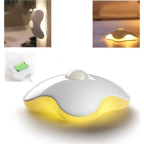 Four Leaf Clove PIR Motion Sensor LED Night Light Smart Human Body Induction Night Light Closet Cabinet Wardrobe Lamp Battery